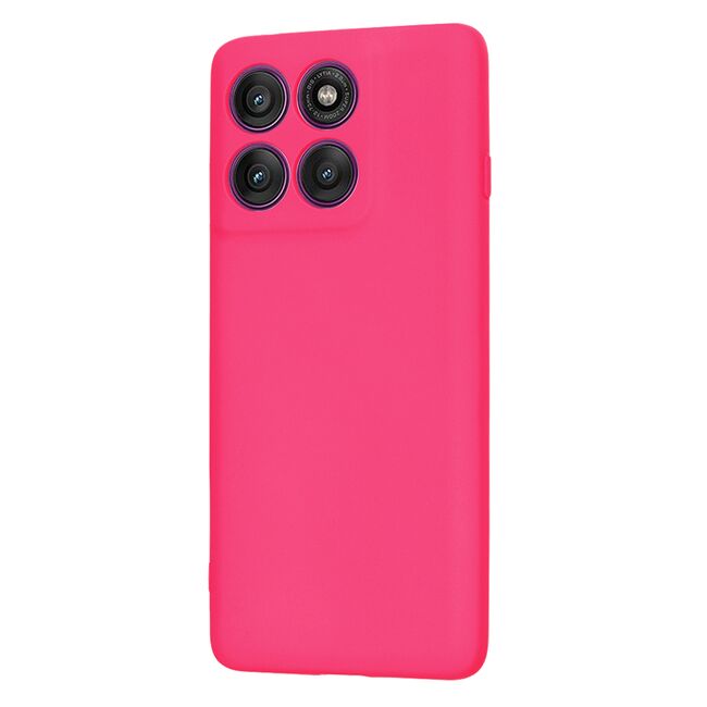 Husa pentru  Motorola Edge 60 Pro Liquid Silicone, subțire, captusita cu microfibra, anti amprentă, protectie cameră foto, Fucsia