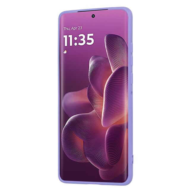 Husa pentru  Motorola Edge 60 Pro Liquid Silicone, subțire, captusita cu microfibra, anti amprentă, protectie cameră foto, Lavanda