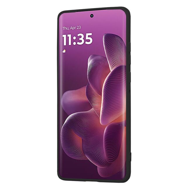 Husa pentru  Motorola Edge 60 Pro Liquid Silicone, subțire, captusita cu microfibra, anti amprentă, protectie cameră foto, Negru