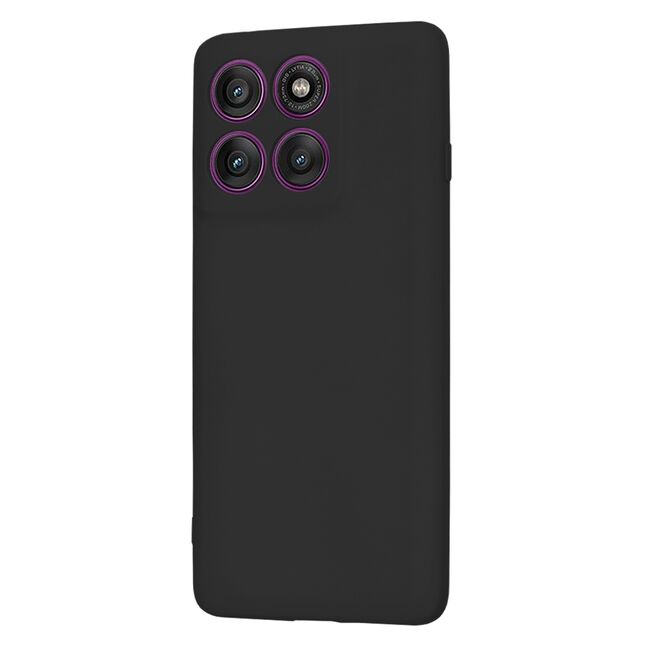 Husa pentru  Motorola Edge 60 Pro Liquid Silicone, subțire, captusita cu microfibra, anti amprentă, protectie cameră foto, Negru