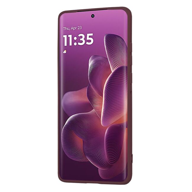 Husa pentru  Motorola Edge 60 Pro Liquid Silicone, subțire, captusita cu microfibra, anti amprentă, protectie cameră foto, Bordeaux