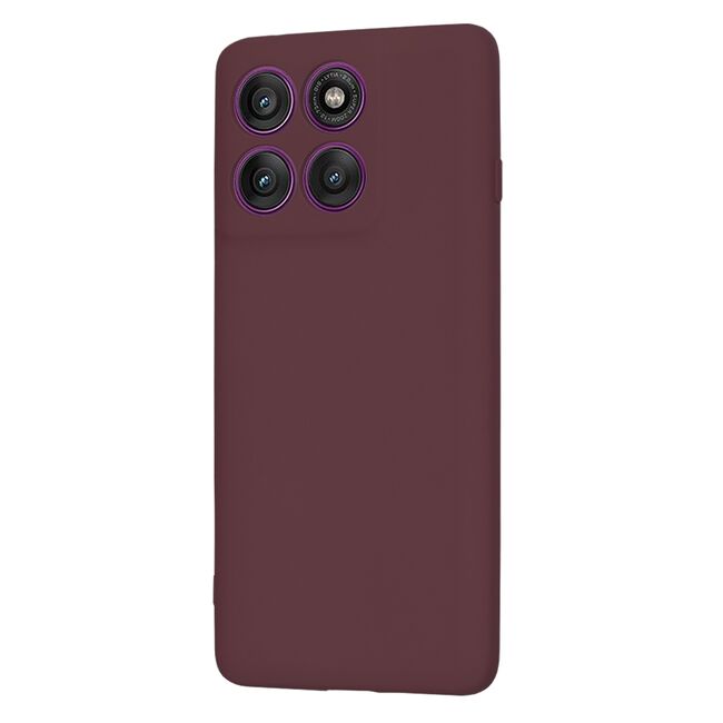 Husa pentru  Motorola Edge 60 Pro Liquid Silicone, subțire, captusita cu microfibra, anti amprentă, protectie cameră foto, Bordeaux