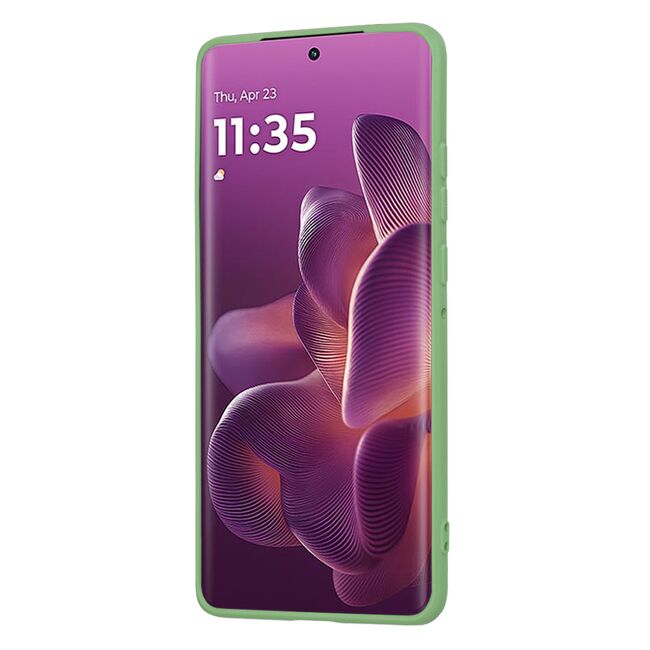 Husa pentru  Motorola Edge 60 Pro Liquid Silicone, subțire, captusita cu microfibra, anti amprentă, protectie cameră foto, Verde deschis