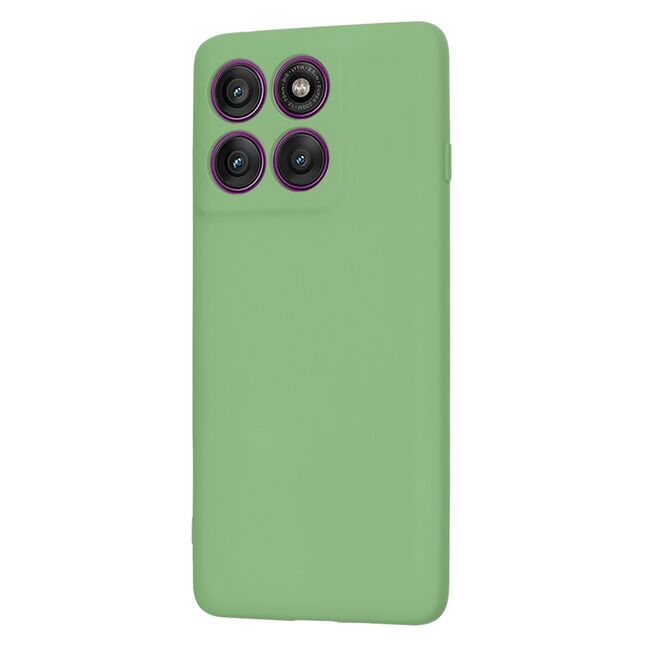 Husa pentru  Motorola Edge 60 Pro Liquid Silicone, subțire, captusita cu microfibra, anti amprentă, protectie cameră foto, Verde deschis