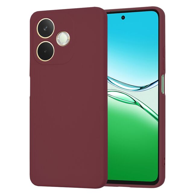 Husa pentru  Oppo A5 Pro 5G Liquid Silicone, subțire, captusita cu microfibra, anti amprentă, protectie cameră foto, Bordeaux