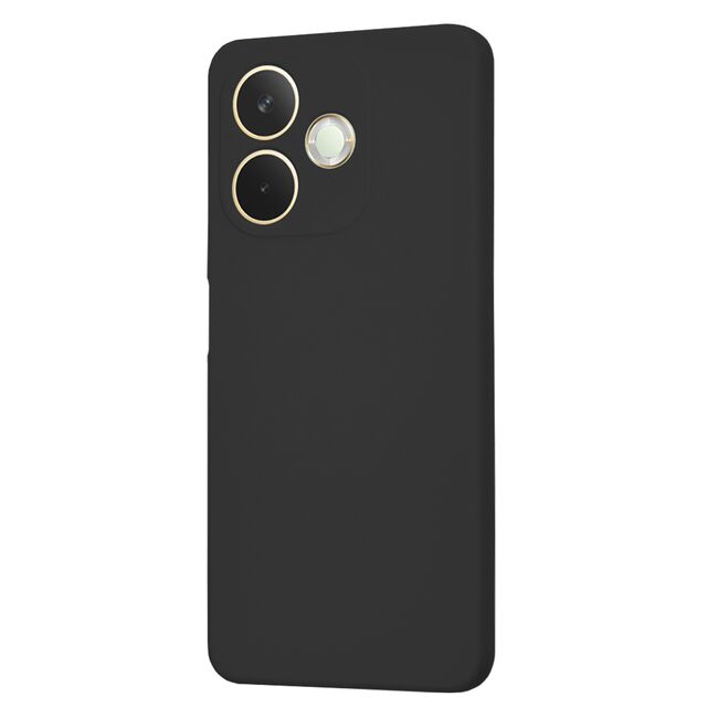 Husa pentru  Oppo A5 Pro 5G Liquid Silicone, subțire, captusita cu microfibra, anti amprentă, protectie cameră foto, Negru