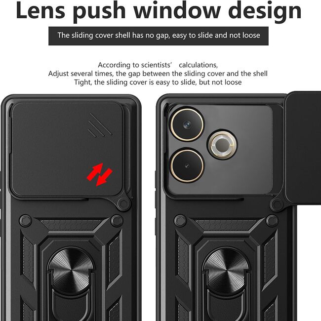 Husa pentru  Oppo A5 Pro 5G Ring Armor Kickstand Tough Rugged Cover cu protectie camera, Albastru