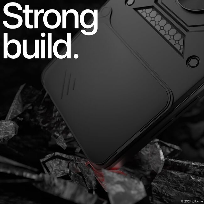 Husa pentru  Samsung Galaxy M56 Ring Armor Kickstand Tough Rugged Cover cu protectie camera, Negru