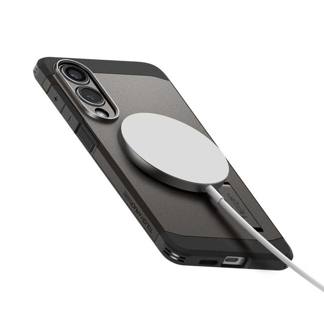 Husa premium pentru  Samsung Galaxy S25 Edge Spigen - Tough Armor MagSafe - Gun metal