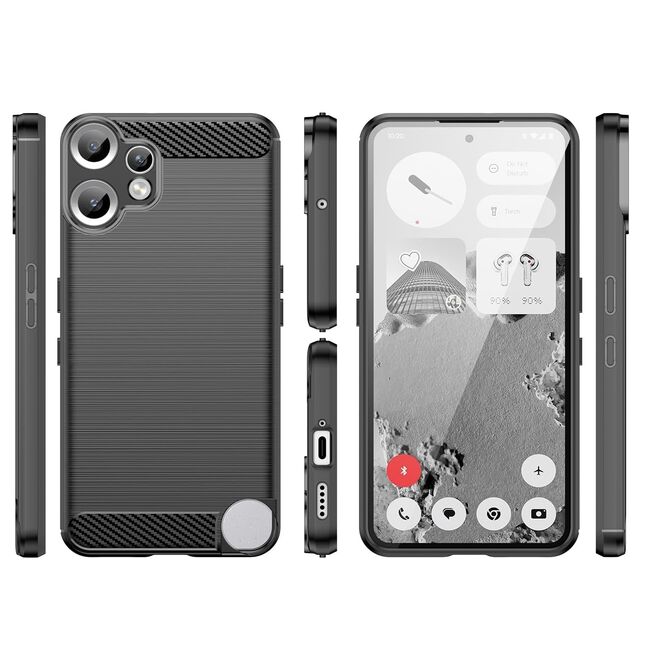 Husa pentru Nothing CMF Phone 2 Pro Carbon Liquid Silicone, Negru