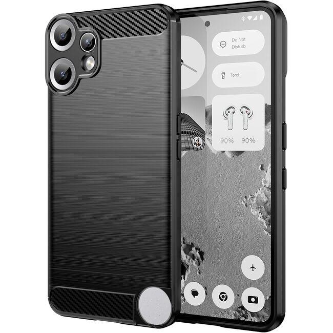 Husa pentru Nothing CMF Phone 2 Pro Carbon Liquid Silicone, Negru
