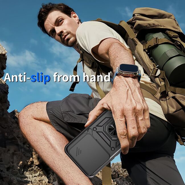 Husa pentru  Honor 400 Ring Armor Kickstand Tough Rugged Cover cu protectie camera, Negru
