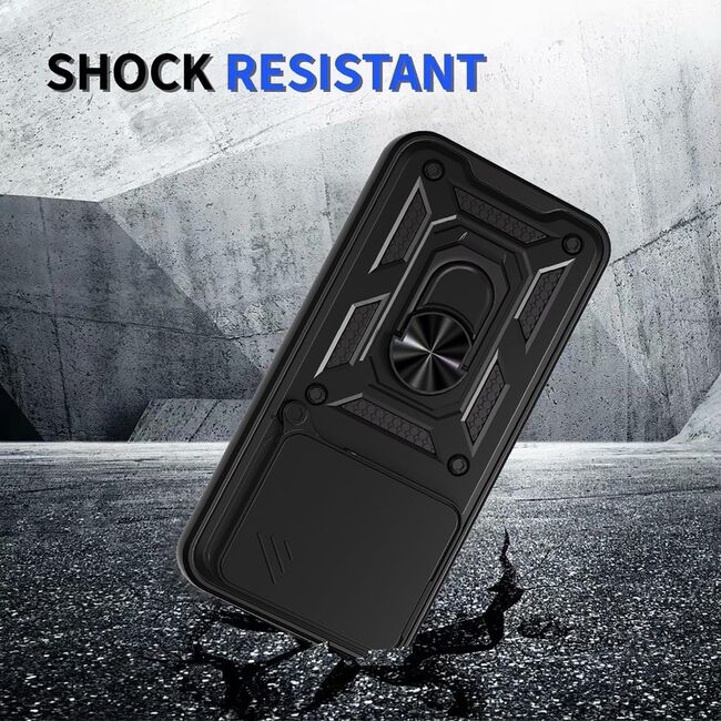Husa pentru  Honor 400 Ring Armor Kickstand Tough Rugged Cover cu protectie camera, Negru