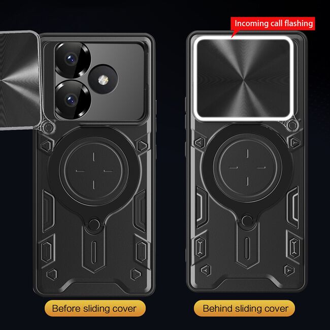 Husa pentru  Oppo A5 Pro 5G cu protecție pentru cameră și suport magnetic integrat Ring Shockproof, Negru denim