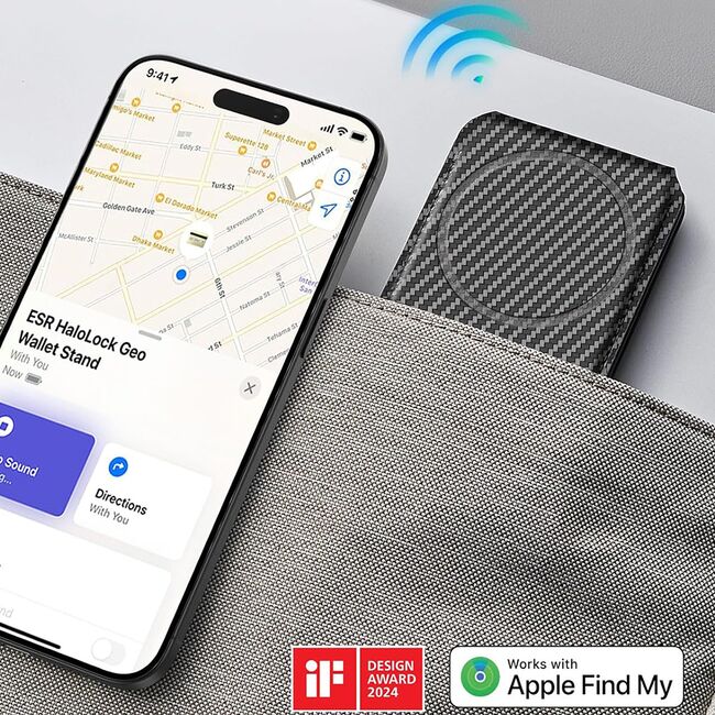 Portofel MagSafe pentru telefon, suport birou ESR HaloLock, cenusiu
