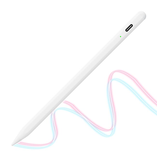 Stylus Pen pentru Tableta, Bluetooth, Type-C, 130mAh, 5V, 0.2A, Palm Rejection, Tilt Pressure Sense  - Techsuit (AC10-CP) - White