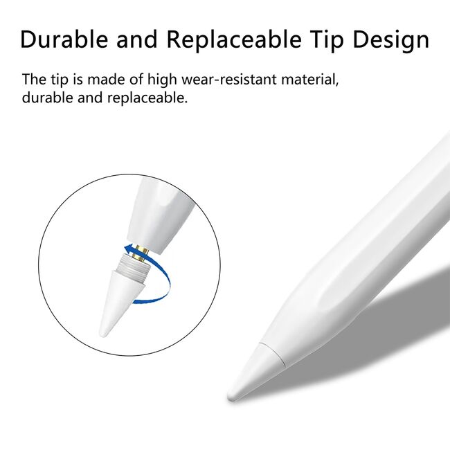 Stylus Pen pentru Tableta, Bluetooth, Type-C, 130mAh, 5V, 0.2A, Palm Rejection, Tilt Pressure Sense  - Techsuit (AC10-CP) - White