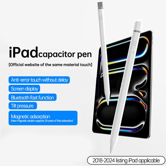 Stylus Pen pentru Tableta, Bluetooth, Type-C, 125mAh, Palm Rejection, Tilt Pressure Sense  - Techsuit (AP01 Pro) - White
