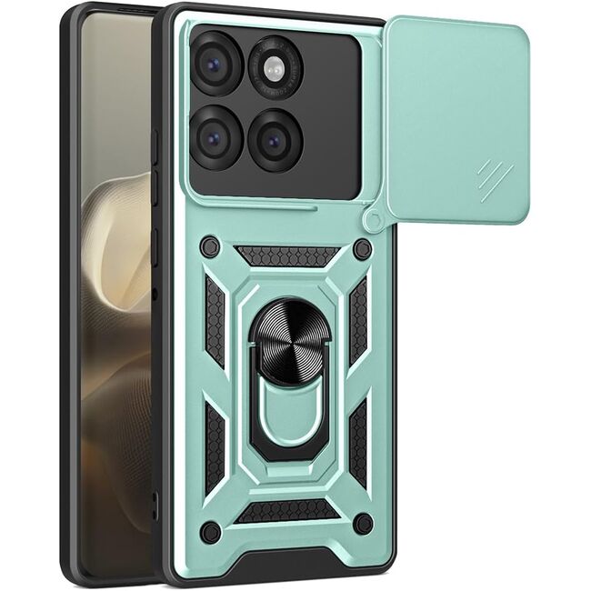 Husa pentru  Motorola Edge 60 Pro Ring Armor Kickstand Tough Rugged Cover cu protectie camera, Verde