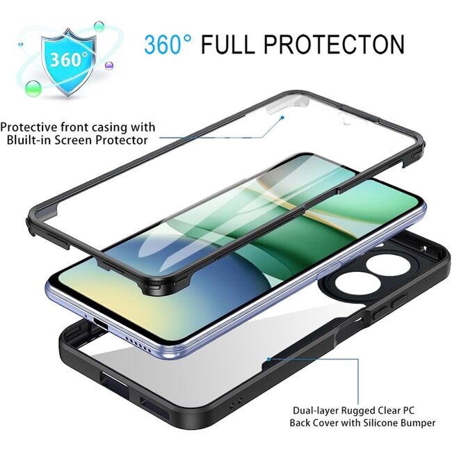Pachet 360: Husa cu folie integrata pentru Xiaomi Redmi A5 4G Cover360 fata / spate - albastru