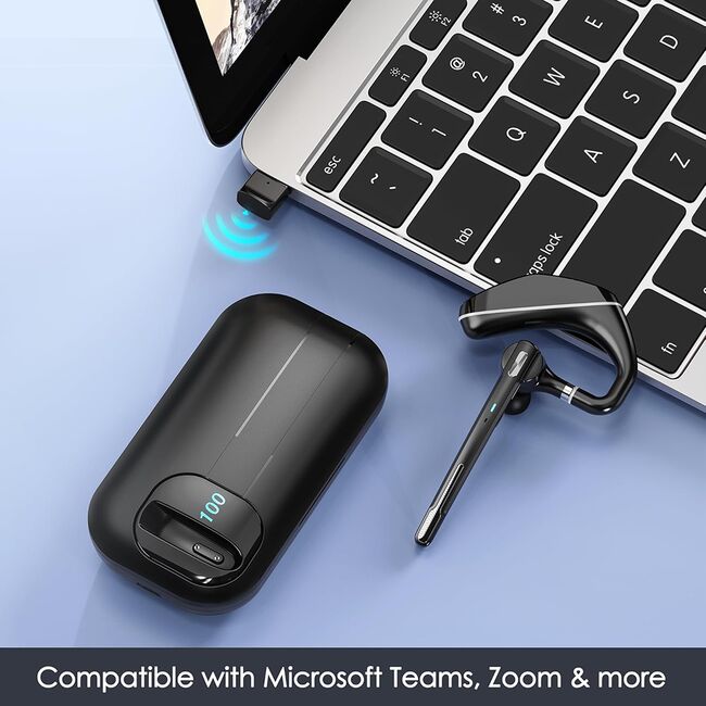 Casca Wireless Bluetooth 5.3 ClearTone X7 cu ENC Anulare Activa a Zgomotului si Carcasa de incarcare 1000mAh USB-C – Autonomie 300h, Hands Free Multipoint, Microfon Dual, Compatibila iOS / Android / PC - negru