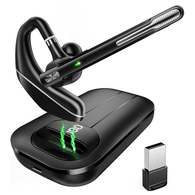 Casca Wireless Bluetooth 5.3 ClearTone X7 cu ENC Anulare Activa a Zgomotului si Carcasa de incarcare 1000mAh USB-C – Autonomie 300h, Hands Free Multipoint, Microfon Dual, Compatibila iOS / Android / PC - negru