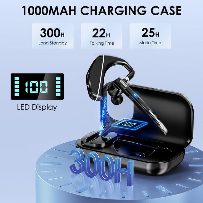 Casca Wireless Bluetooth 5.3 ClearTone X7 cu ENC Anulare Activa a Zgomotului si Carcasa de incarcare 1000mAh USB-C – Autonomie 300h, Hands Free Multipoint, Microfon Dual, Compatibila iOS / Android / PC - negru