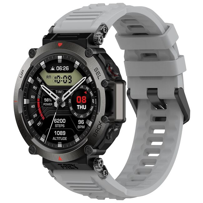Curea pentru smartwatch Amazfit T-Rex Ultra / Amazfit T-Rex 2 - silicon confortabil - latime 22 mm Gri
