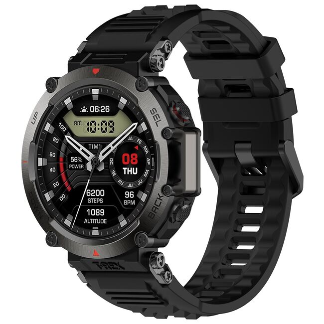 Curea pentru smartwatch Amazfit T-Rex Ultra  / Amazfit T-Rex 2- silicon confortabil - latime 22 mm Negru