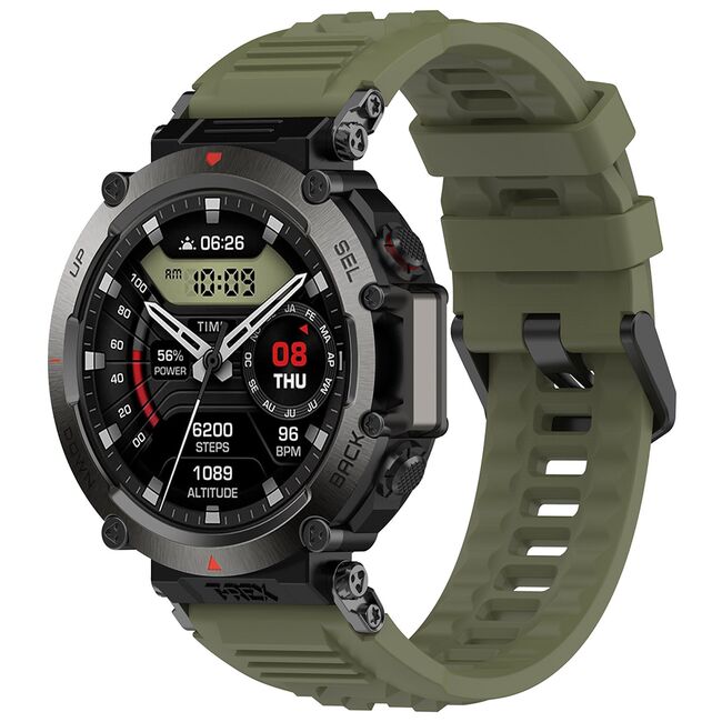 Curea pentru smartwatch Amazfit T-Rex Ultra / Amazfit T-Rex 2- silicon confortabil - latime 22 mm Verde