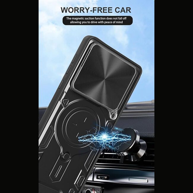 Husa pentru  Motorola Edge 60 Pro cu protecție pentru cameră și suport magnetic integrat Ring Shockproof, Mov