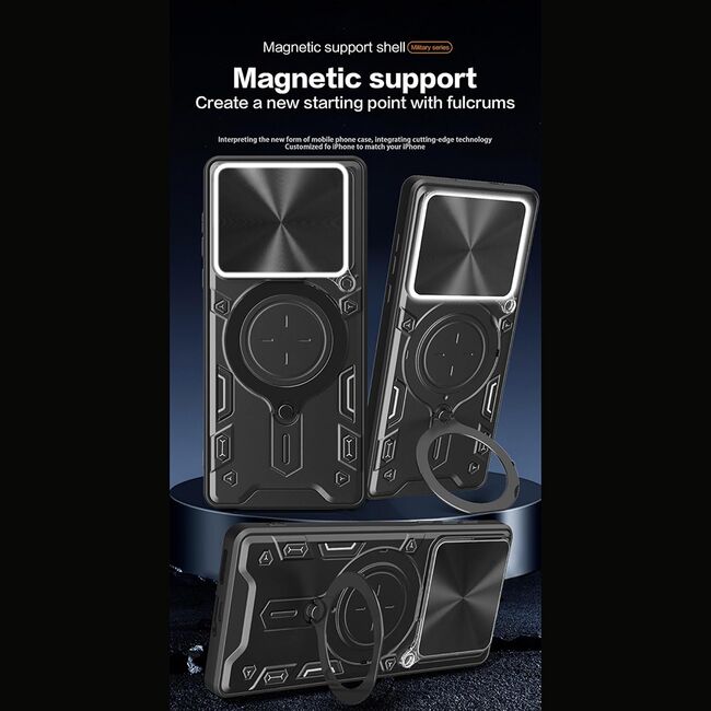Husa pentru  Motorola Edge 60 Pro cu protecție pentru cameră și suport magnetic integrat Ring Shockproof, Rosu