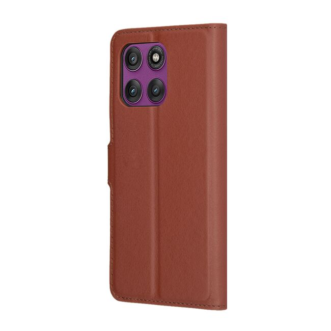 Husa pentru  Motorola Edge 60 Pro tip carte cu inchidere magnetica, compartimente pentru carduri si functie stand, Maro