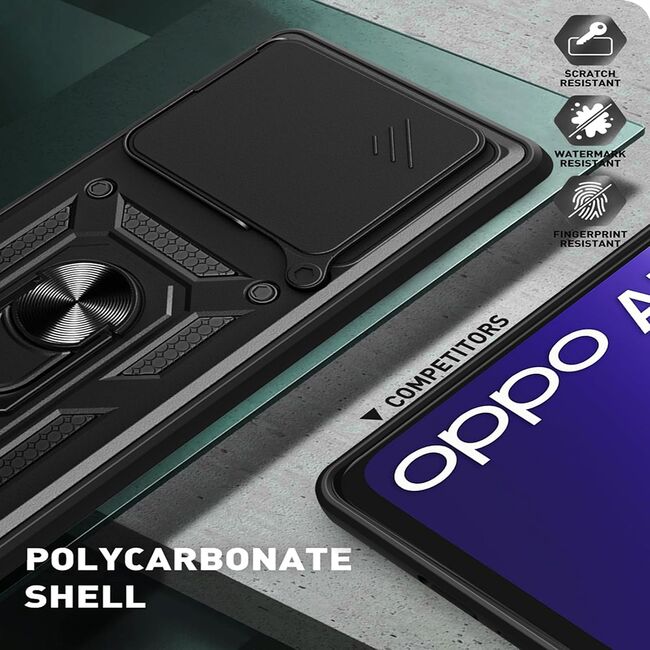 Husa pentru  Oppo A5 Pro 5G Ring Armor Kickstand Tough Rugged Cover cu protectie camera, Rose Gold
