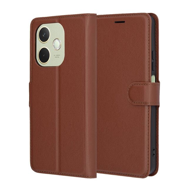 Husa pentru  Oppo A5 Pro 5G tip carte cu inchidere magnetica, compartimente pentru carduri si functie stand, Maro