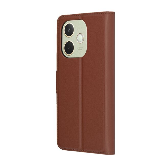 Husa pentru  Oppo A5 Pro 5G tip carte cu inchidere magnetica, compartimente pentru carduri si functie stand, Maro