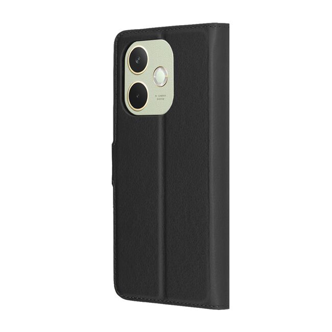 Husa pentru  Oppo A5 Pro 5G tip carte cu inchidere magnetica, compartimente pentru carduri si functie stand, Negru