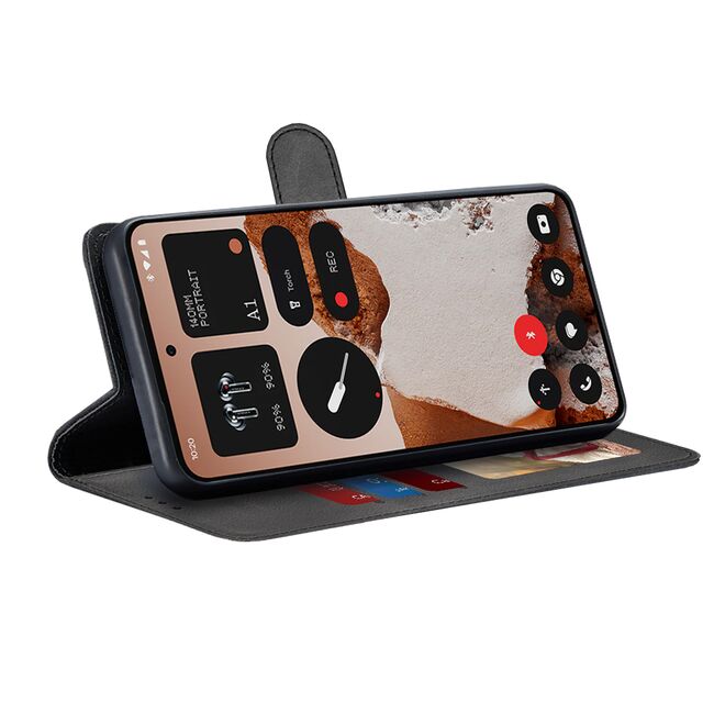 Husa pentru CMF Phone 2 Pro tip carte 360 Kickstand Portofel Multifunctional, Protectie Completa, Negru