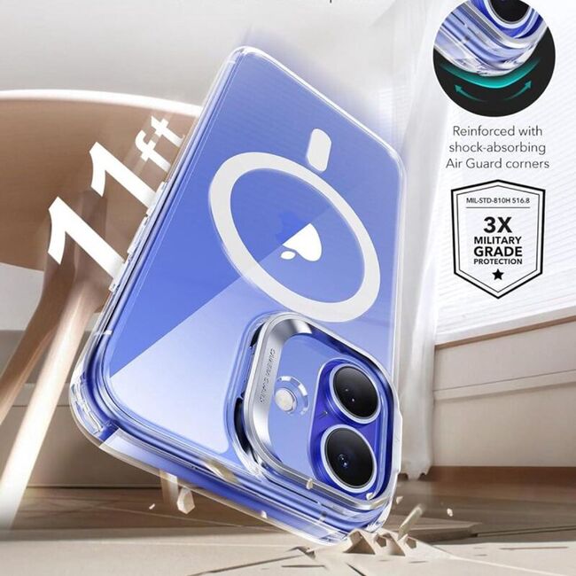 Husa premium pentru  iPhone 16 Plus compatibila MagSafe ESR - Classic Hybrid HaloLock Kickstand - Transparent