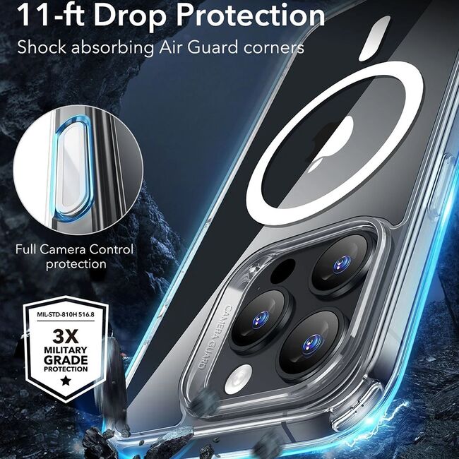 Husa premium pentru  iPhone 16 Pro Max compatibila MagSafe ESR - Classic Hybrid HaloLock - Negru mat