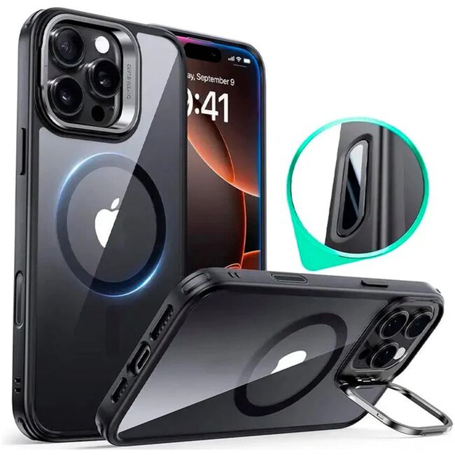 Husa premium pentru  iPhone 16 Pro Max compatibila MagSafe ESR - Classic Hybrid HaloLock Kickstand - Clear