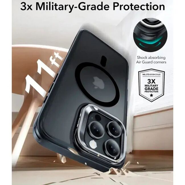 Husa premium pentru  iPhone 16 Pro Max compatibila MagSafe ESR - Classic Hybrid HaloLock Kickstand - Negru mat
