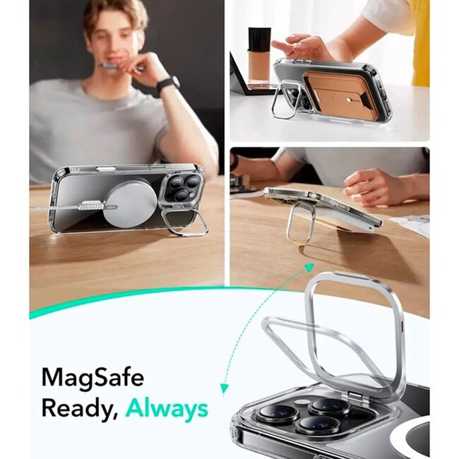 Husa premium pentru  iPhone 16 Pro Max compatibila MagSafe ESR - Classic Hybrid HaloLock Kickstand - Transparent