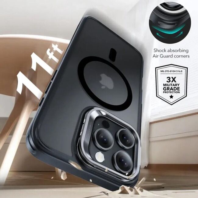 Husa premium pentru  iPhone 16 Pro compatibila MagSafe ESR - Classic Hybrid HaloLock Kickstand - Negru mat