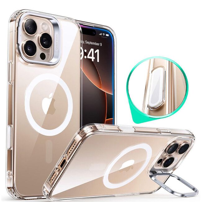 Husa premium pentru  iPhone 16 Pro compatibila MagSafe ESR - Classic Hybrid HaloLock Kickstand - Transparent