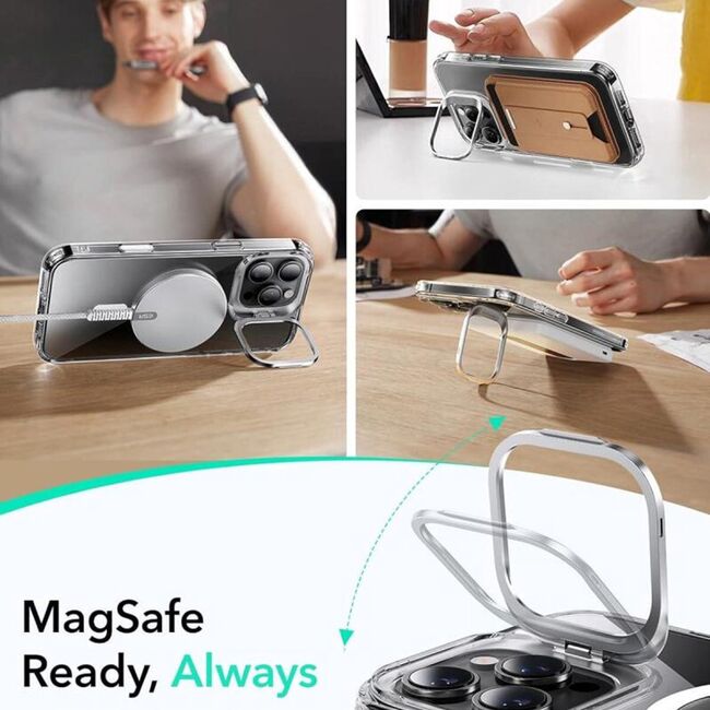 Husa premium pentru  iPhone 16 Pro compatibila MagSafe ESR - Classic Hybrid HaloLock Kickstand - Transparent