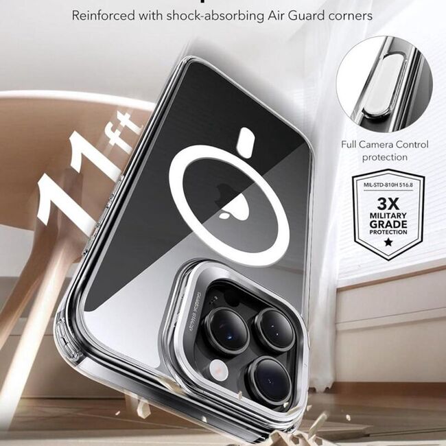 Husa premium pentru  iPhone 16 Pro compatibila MagSafe ESR - Classic Hybrid HaloLock Kickstand - Transparent