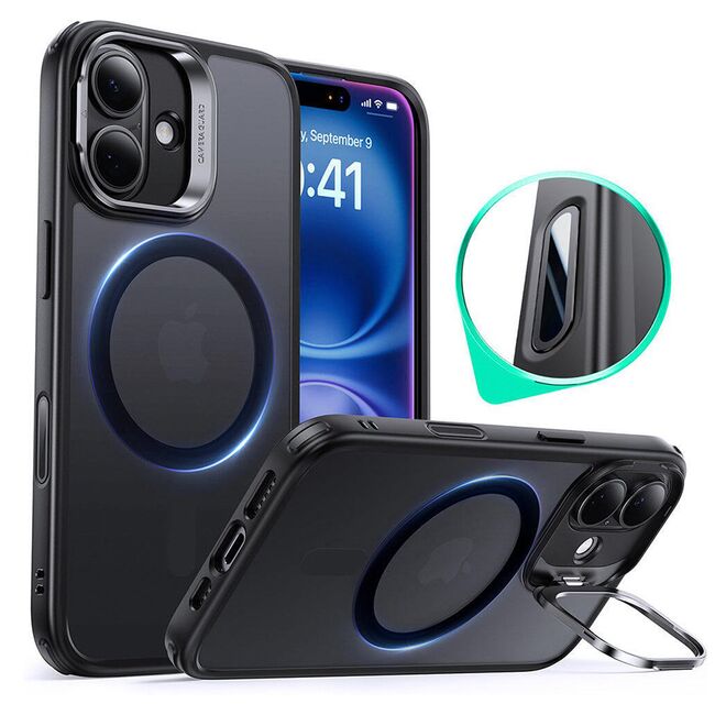 Husa premium pentru  iPhone 16 compatibila MagSafe ESR - Classic Hybrid HaloLock Kickstand - Negru