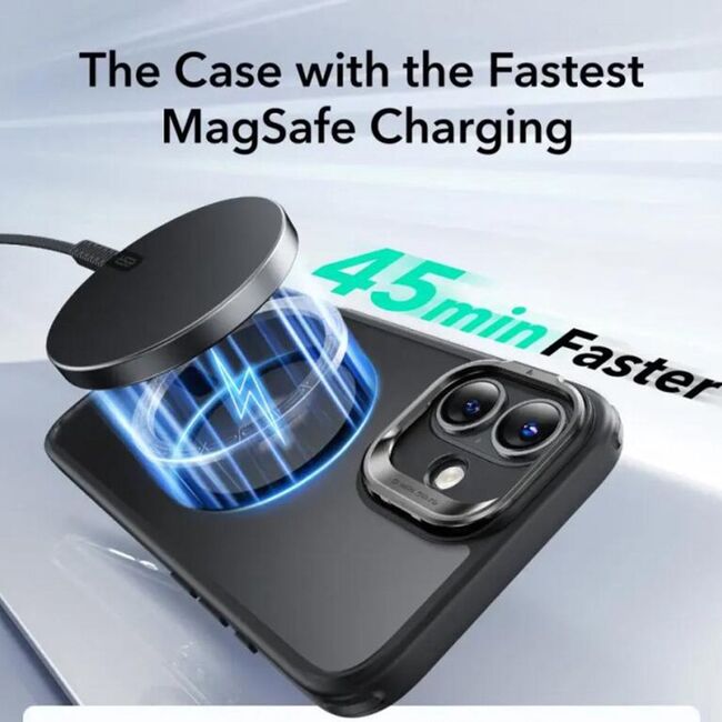 Husa premium pentru  iPhone 16 compatibila MagSafe ESR - Classic Hybrid HaloLock Kickstand - Negru