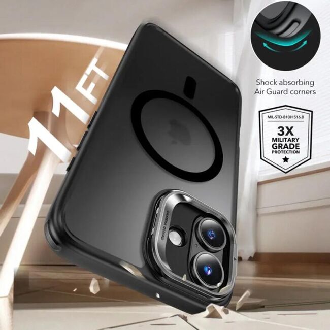 Husa premium pentru  iPhone 16 compatibila MagSafe ESR - Classic Hybrid HaloLock Kickstand - Negru